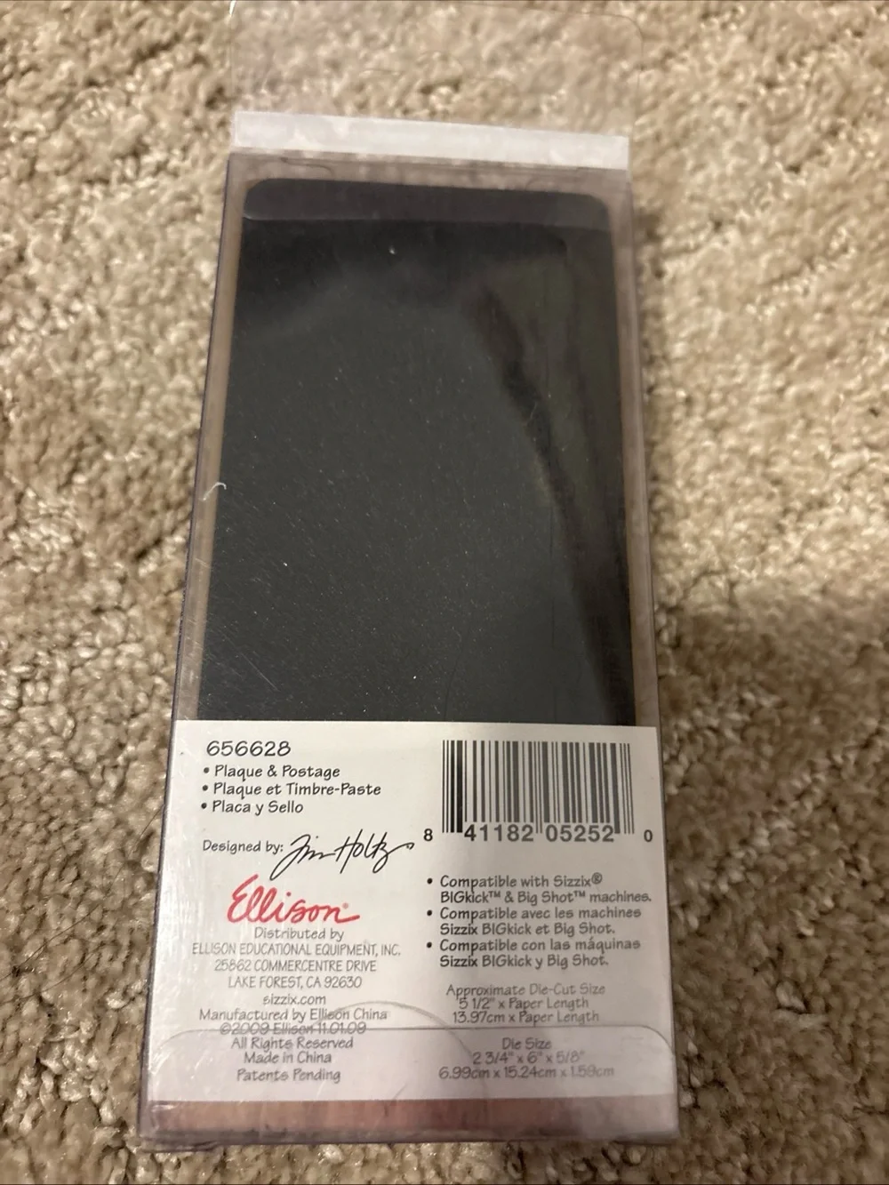 SIZZIX TIM HOLTZ ON THE DECORATIVE EDGE ALTERATIONS DIE # 656628 PLAQUE POSTAGE